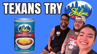 Texans try Skyline Chili skylinechili texaschili [upl. by Arelus407]