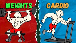 Cardio vs Weights Which One Is Best for Fat Loss  Fitness Animated [upl. by Wolff]