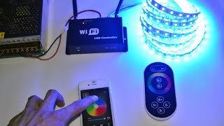 IOS Android Tablet Control WiFi RGB Wireless Controller Connection For RGB LED light strips [upl. by Cindee]