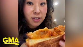 How to make kimchi grilled cheese TikTok’s 1st viral recipe of 2023 l GMA [upl. by Shoshanna]