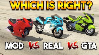 GTA 5 HAKUCHOU VS REAL HAYABUSA VS MODDER SUPERBIKE [upl. by Peery]