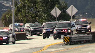 Vice President Harris Motorcade  Arriving amp Departing SFO [upl. by Quennie817]