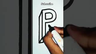 3D P letter drawing art Viralshorts technique shortsfeed youtubeshorts [upl. by Llenrrad]