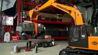 RC ADVENTURES  Military Unimog lifted by 112 Scale 4200 XL Excavator [upl. by Dorion]