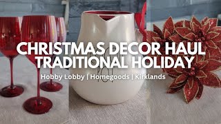 CHRISTMAS DECOR SHOP WITH ME  DEEP RED THEME  HOBBY LOBBY  HOMEGOODS [upl. by Thirzi]