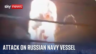 Ukraine claims to have destroyed Russian navy vessel in Crimea  Ukraine war [upl. by Tingley]