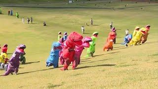 No Comment  au Japon une course en costume de dinosaure [upl. by Tine]