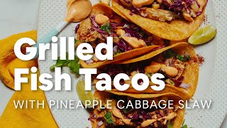 Grilled Fish Tacos with Pineapple Cabbage Slaw 30 Minutes  Minimalist Baker Recipes [upl. by Audrye300]