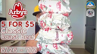 Arbys® 5 For 5 Classic Roast Beef Sandwiches  Limited Time  theendorsement [upl. by Acireed]