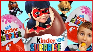 Kinder Niespodzianka z postaciami Miraculum Biedronka i Czarny Kot  2018 Ladybug Kinder Suprise [upl. by Lloyd]