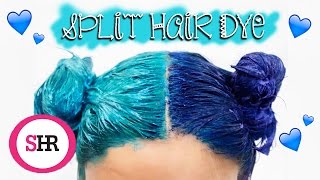 How To SPLIT HAIR DYE in Blue amp Turquoise [upl. by Kerat]