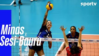 MINAS 3 X 1 SESI BAURU  MELHORES MOMENTOS  QUARTAS DE FINAL SUPERLIGA FEMININA DE VÔLEI  sportv [upl. by Marylin]