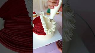 圣诞蛋糕 抹面裱花cakedecorating cake cakedesign baking chirstmas [upl. by Ynaffat]