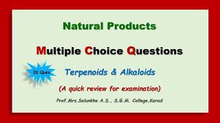 Natural Products Mcqs  Part II [upl. by Sibyls]