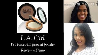 LA girl pro face HD matte pressed powder  Review and Demo  Tan skin [upl. by Llerrehs]