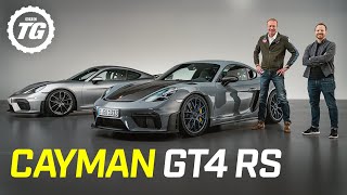 FIRST LOOK Porsche Cayman GT4 RS – 493bhp GT3 engine £108k the loudest RS model ever  Top Gear [upl. by Iilek280]