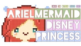 how to draw ariel little mermaid disney princess pretty underwater doodle  pixel art perler beads [upl. by Wendt]