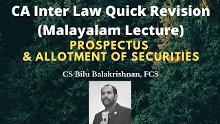 CA Inter Law Quick Revision  Chapter Prospectus amp Allotment of Securities by CS Bilu Balakrishnan [upl. by Hebe]