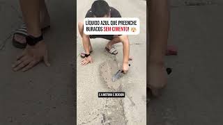 Líquido azul que preenche buracos sem cimento 🤯 cusiosidades diy reparo construção [upl. by Daphne]