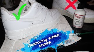 HOW TO CLEAN amp RESTORE ALL WHITE SHOES QUICK amp EASY 👟 [upl. by Hanala]