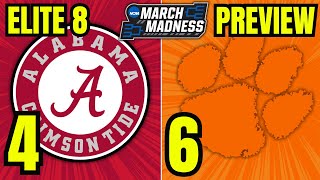 Alabama vs Clemson Preview and Best Bet  2024 NCAA Tournament Predictions  Elite 8 [upl. by Atnad]