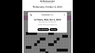 The Washington Post  LA Times Crossword 02102024 [upl. by Lidah588]