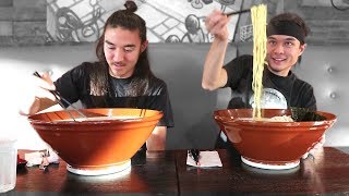 GIANT Ramen Challenge vs Morgan 3000000 Sub Video [upl. by Illoh]