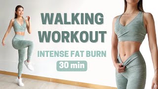 30 MIN WALKING CARDIO WORKOUT  Intense Full Body Fat Burn at Home  Emi [upl. by Oigile]