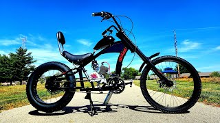 Zeda Brigand Chopper from Bicycleenginescom with Zeda100 DIO Motorized Bike Kit Review and Ride [upl. by Everson]