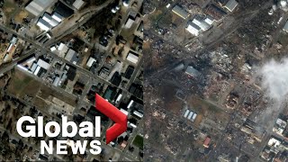 US tornadoes Before and after images show scale of devastation in Mayfield Kentucky [upl. by Hendrix347]