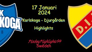 KARLSKOGA VS DJURGÅRDEN  17 JANUARI 2024  HIGHLIGHTS  HOCKEYALLSVENSKAN [upl. by Nerej]