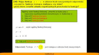 Monotoniczność funkcji liniowej  Zadanie  Matfiz24pl [upl. by Lemon]