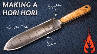 Blacksmithing  Making a Hori Hori  SpadeKnife and Saw [upl. by Kannry]