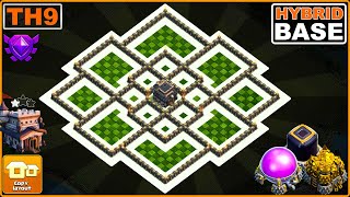 NEW BEST TH9 Base 2023 with COPY LINK  COC Town Hall 9 HybridTrophy Base Design [upl. by Adnilema]