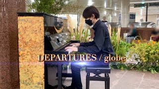 【仙台・青葉通地下道 】ストリートピアノglobe『DEPARTURES』Composed by Tetsuya Komuro（ Piano Cover） [upl. by Nolaf]