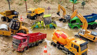 Rescue excavator trucks and cement trucks  Police car crane truck toy stories  BIBO TOYS [upl. by Aala]