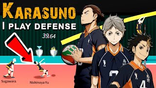 The Spike Volleyball 3x3 Karasuno Sugawara Kōshi Azumane Asahi Nishinoya Yū I play defense [upl. by Eppes]