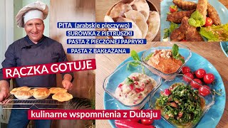 Rączka gotuje arabska pita surówka z pietruszki pasta z pieczonej papryki pasta z bakłażana [upl. by Navi]