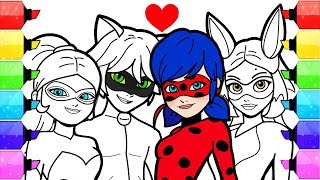 Miraculous Ladybug Coloring Pages  How to Draw and Color Ladybug Coloring Book Marinette Adrien [upl. by Eiramenna]