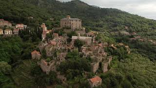 4K Drone videography  Balestrino amazing little ghost village in Italy [upl. by Alolomo488]