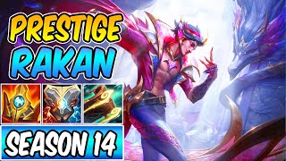 SEASON 14 PRESTIGE RAKAN SUPPORT GAMEPLAY  DRAGONMANCER RAKAN  Build amp Runes  League of Legends [upl. by Johannessen]