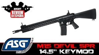 M15 SPR DEVIL 145quot ASG KEYMOD Airsoft Review en Español  Test Shot [upl. by Yborian575]