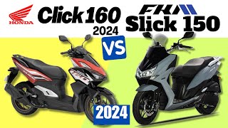 Honda Click 160 vs FKM Slick 150  Side by Side Comparison  Specs amp Price  2024 [upl. by Weathers]