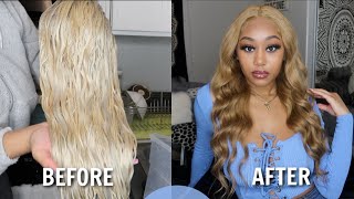 Easy Honey Blonde Tutorial Using Water Color Method ft Superb Wigs 613 Straight Hair [upl. by Retloc]