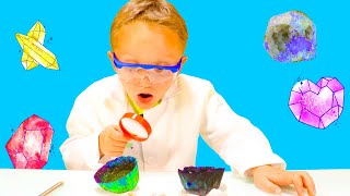 Maxi Makes and Opens Geodes  Science Experiment for Kids [upl. by Akimet]