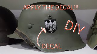 How to Apply a Decal to your Stahlhelm WW2 German Helmet DIY Tutorial  From DDAY 1944 [upl. by Alidia81]