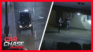 FULL CAR CHASE Armed home invasion suspect ditches car runs into apartment during pursuit [upl. by Eerazed]