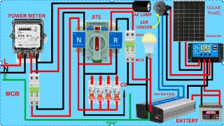 How to do automatic changeover switch wiring for solar using LDR and ac lightATS [upl. by Wilden]