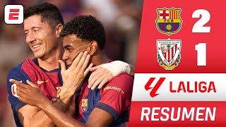 BARCELONA sacó difícil triunfo en Montjuic ante ATHLETIC con goles de Lewandowski y Yamal  La Liga [upl. by Balough]