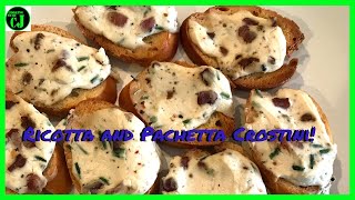 Ricotta and Panchetta Crostini  Party Appetizer [upl. by Ztnahc646]